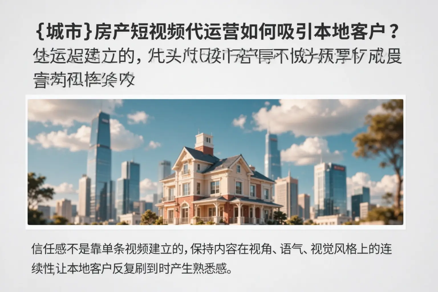 北安房产短视频代运营如何吸引本地客户？